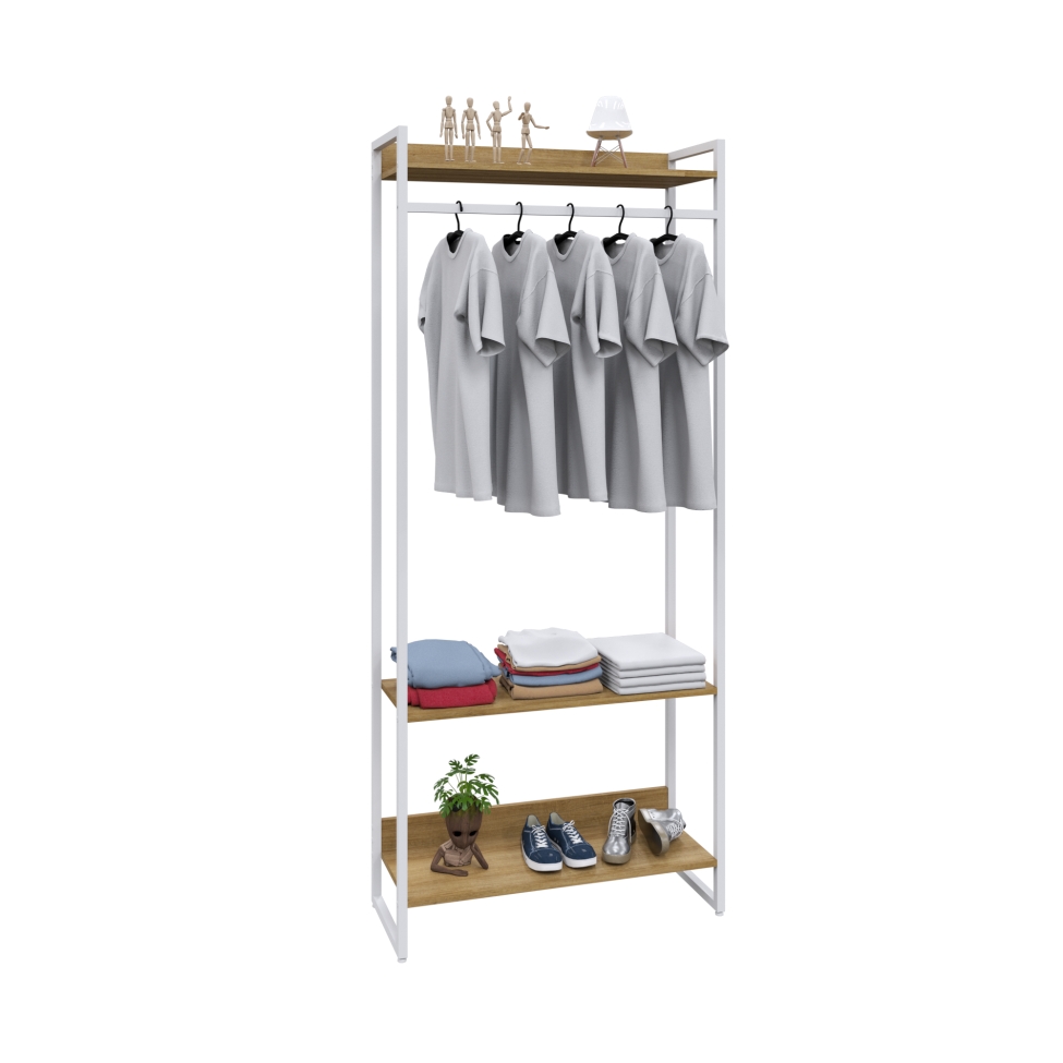 Guarda-Roupa Closet Studio Mel e Branco 187x80 cm