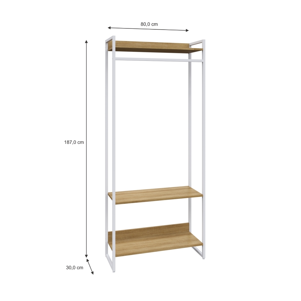 Guarda-Roupa Closet Studio Mel e Branco 187x80 cm
