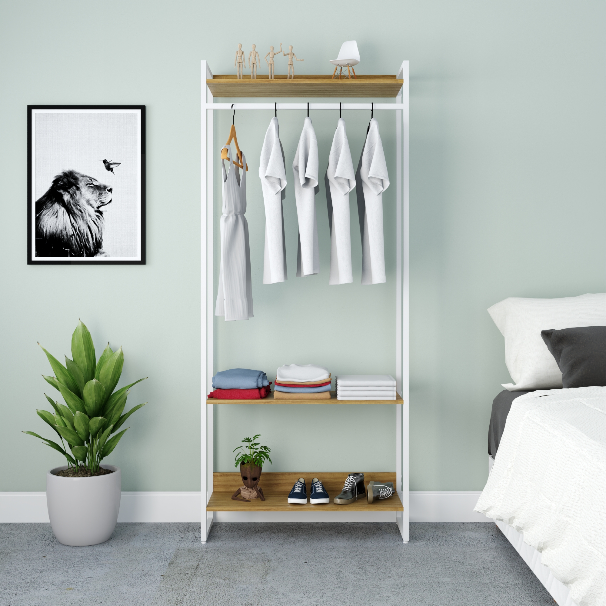 Guarda-Roupa Closet Studio Mel e Branco 187x80 cm