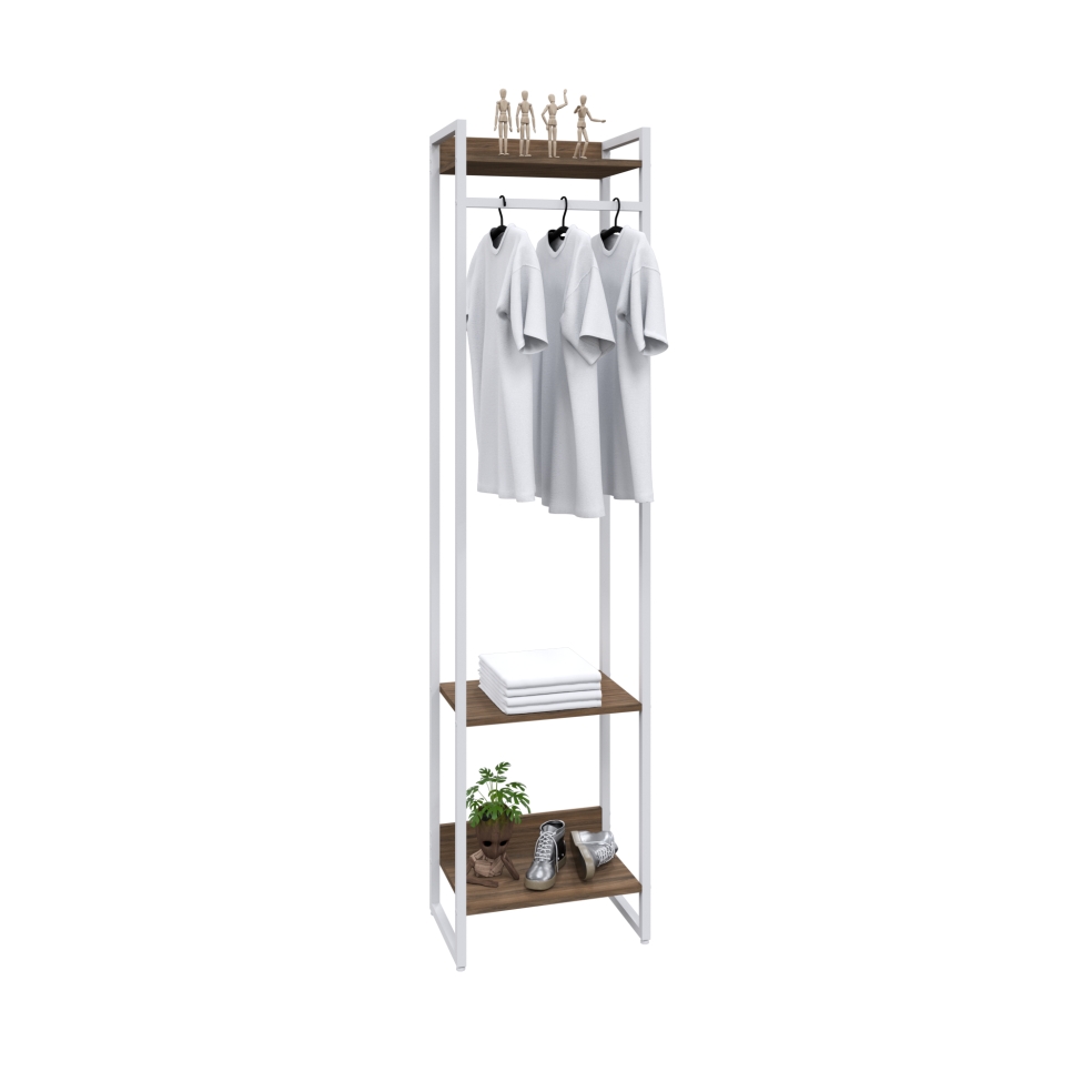 Guarda-Roupa Closet Studio Nogal e Branco 187x45 cm