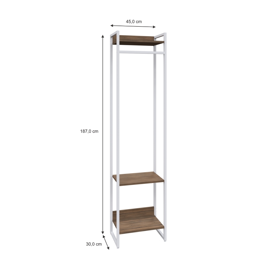 Guarda-Roupa Closet Studio Nogal e Branco 187x45 cm