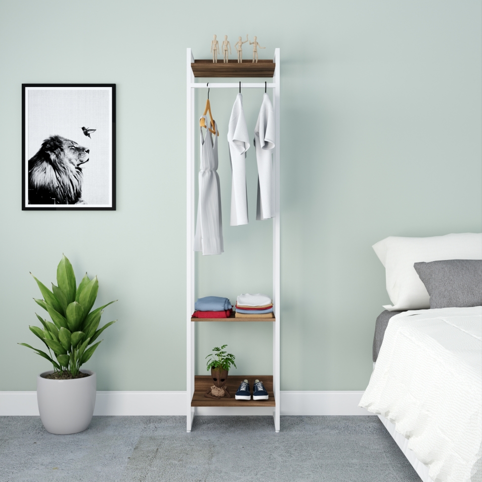 Guarda-Roupa Closet Studio Nogal e Branco 187x45 cm
