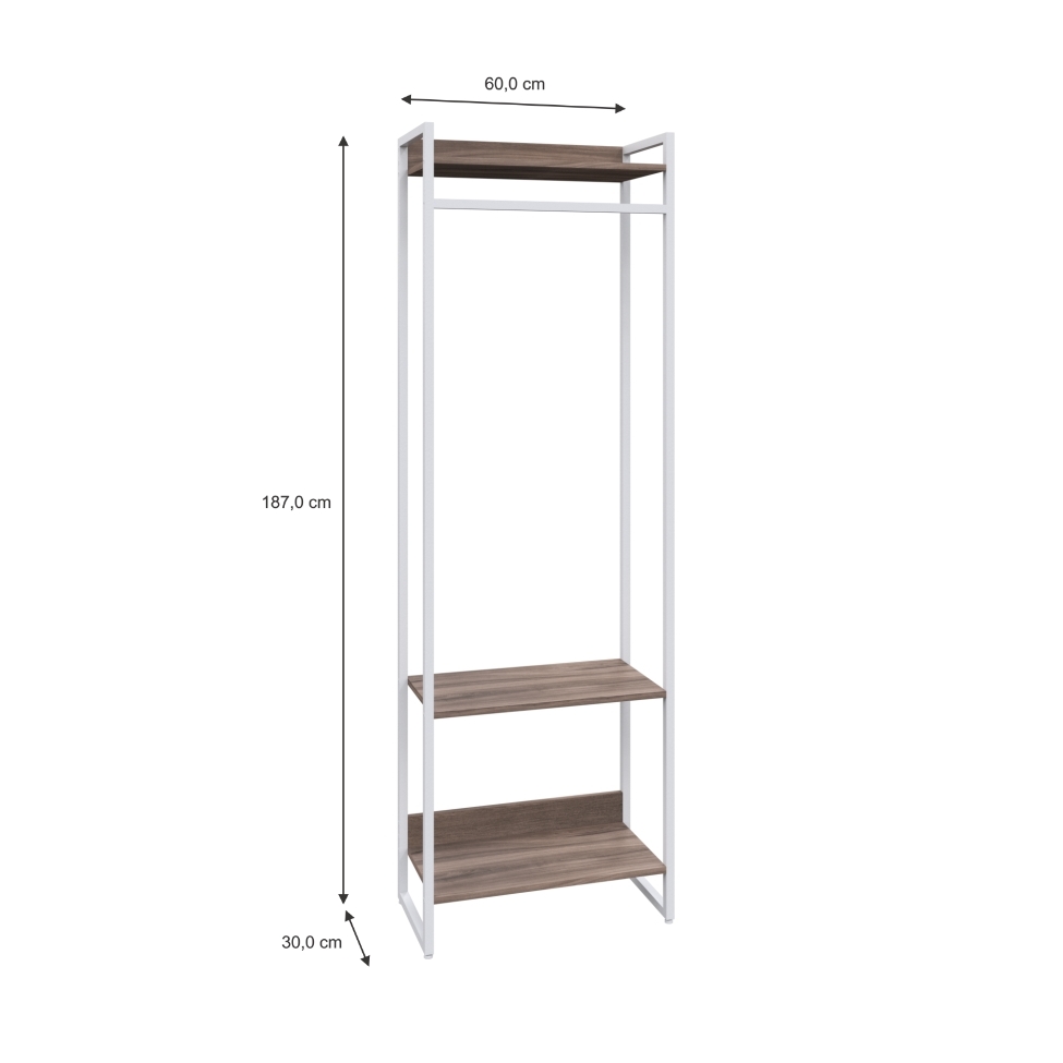 Guarda-Roupa Closet Studio Nogal e Branco 187x60 cm