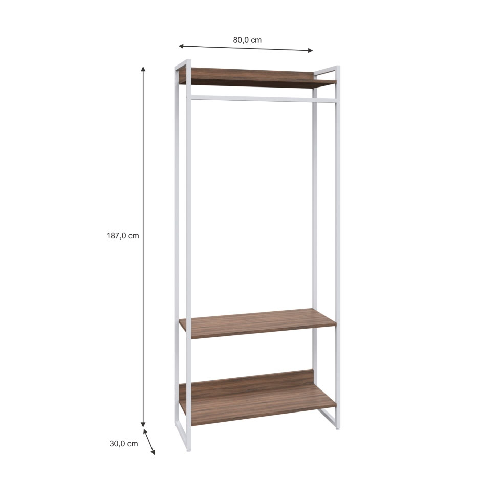 Guarda-Roupa Closet Studio Nogal e Branco 187x80 cm