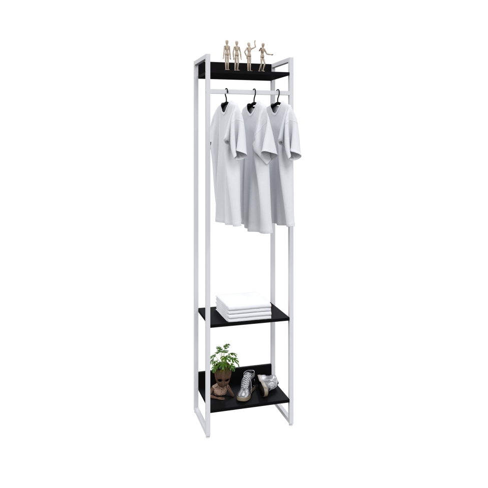 Guarda-Roupa Closet Studio Preto e Branco 187x45 cm