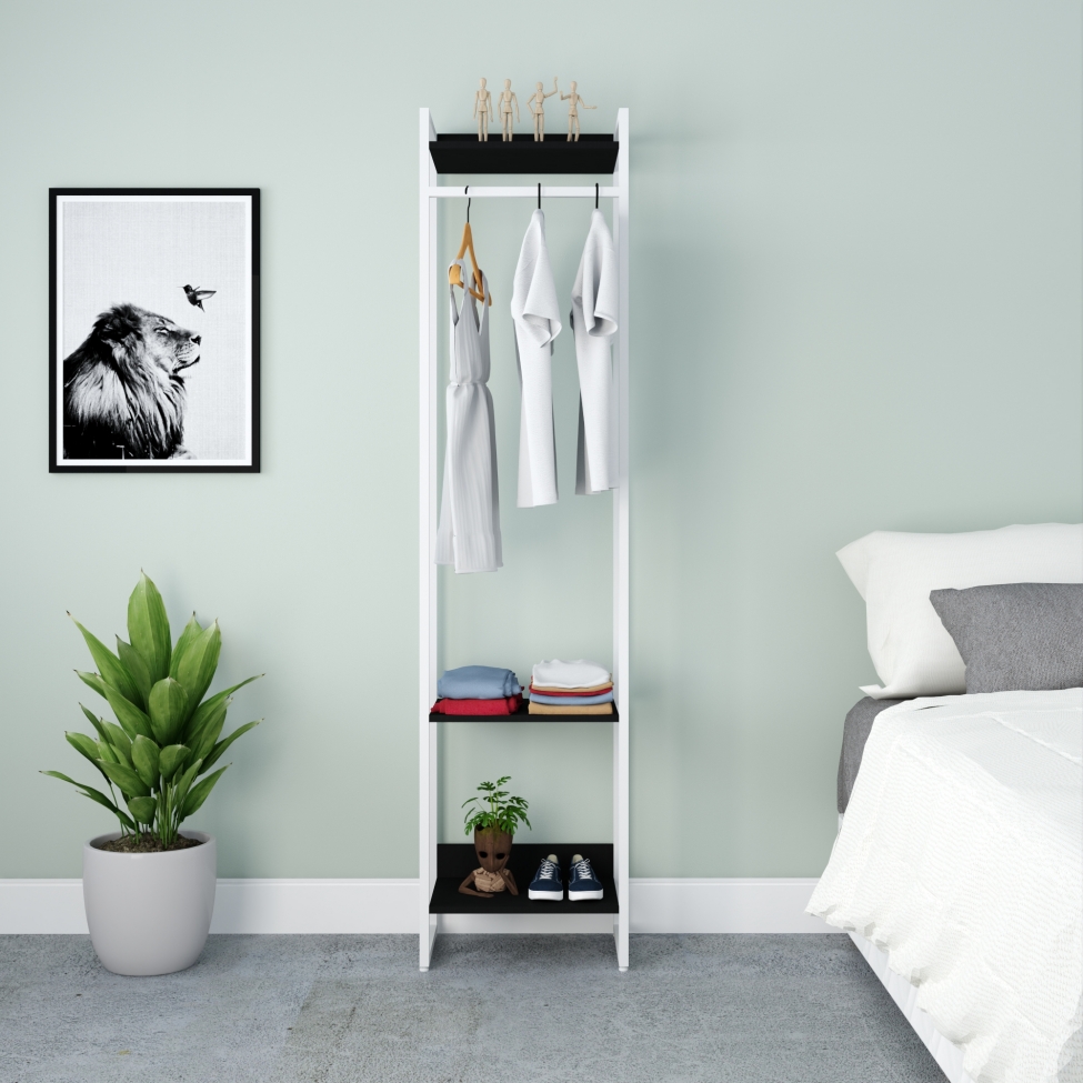 Guarda-Roupa Closet Studio Preto e Branco 187x45 cm