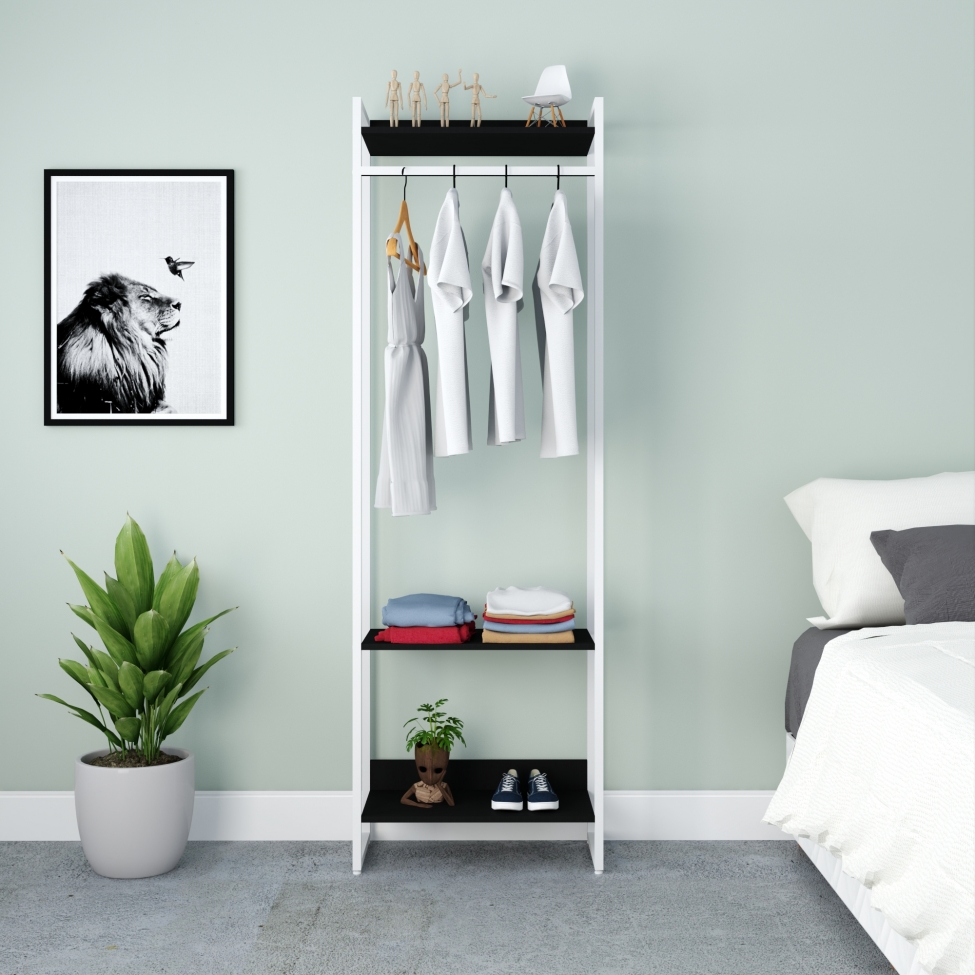 Guarda-Roupa Closet Studio Preto e Branco 187x60 cm