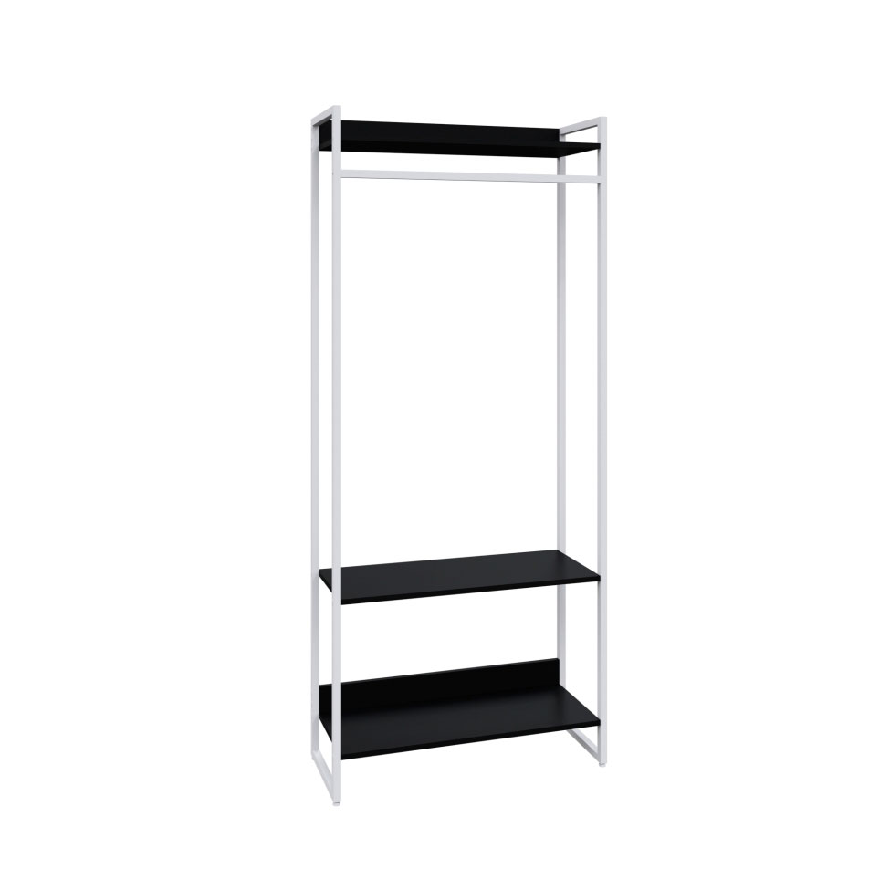 Guarda-Roupa Closet Studio Preto e Branco 187x80 cm