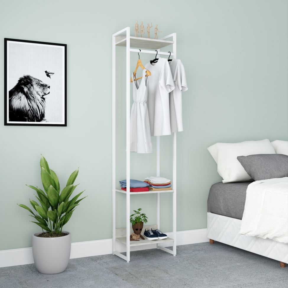 Guarda-Roupa Closet Studio Snow e Branco 187x45 cm