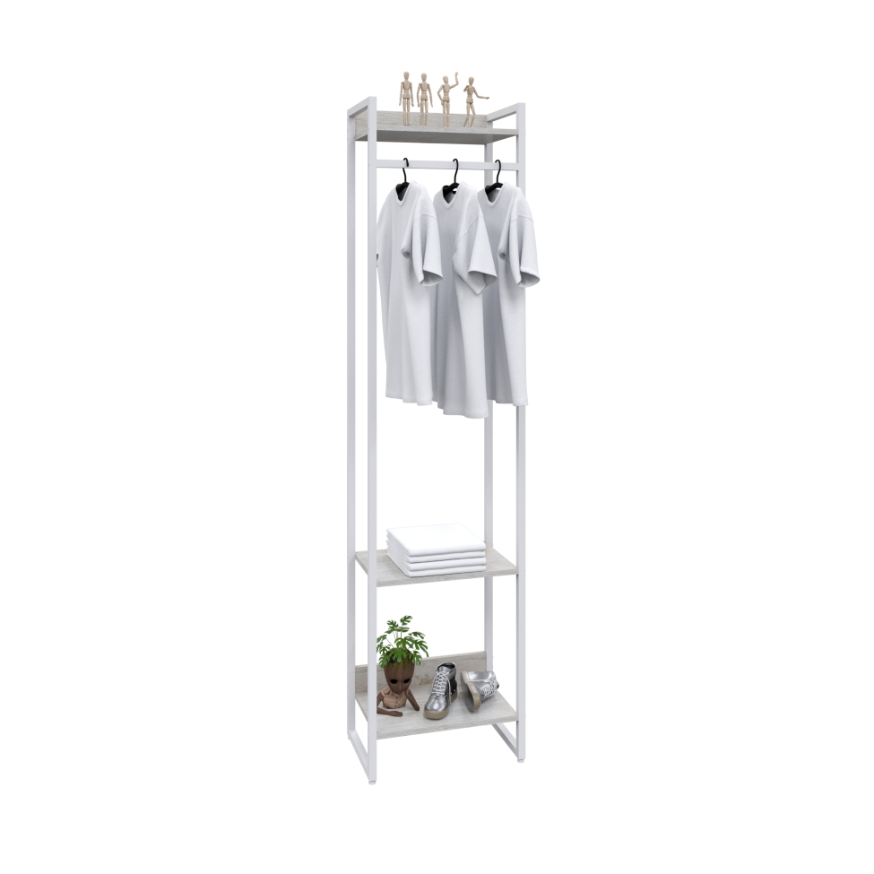 Guarda-Roupa Closet Studio Snow e Branco 187x45 cm