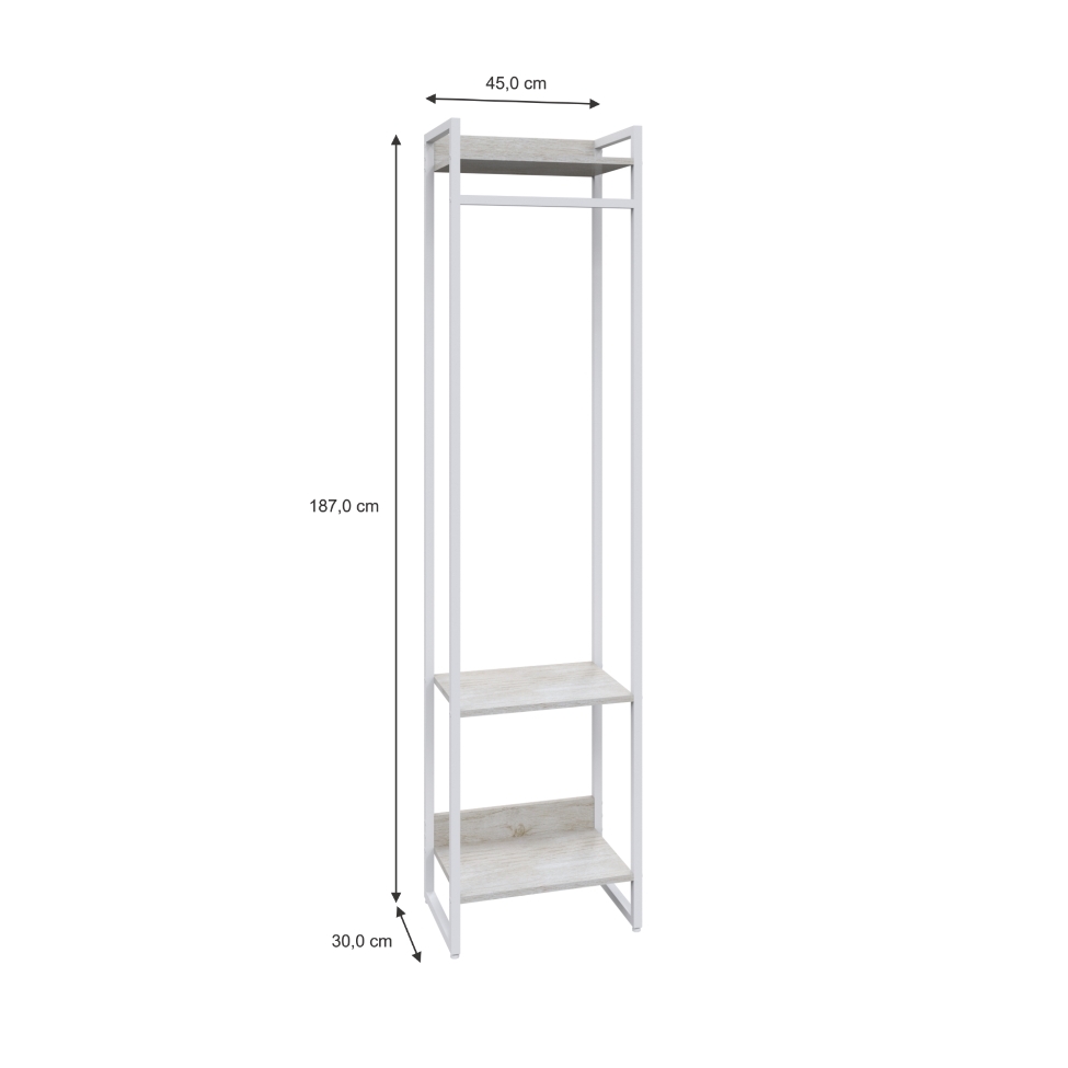 Guarda-Roupa Closet Studio Snow e Branco 187x45 cm