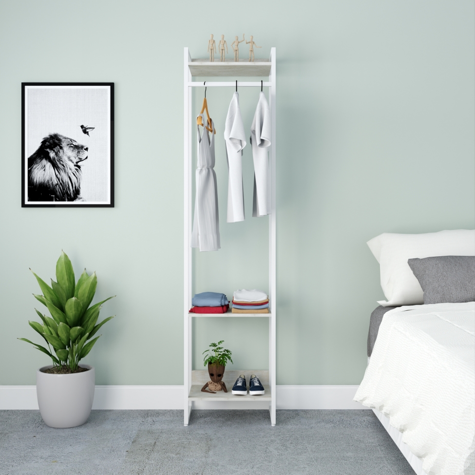 Guarda-Roupa Closet Studio Snow e Branco 187x45 cm