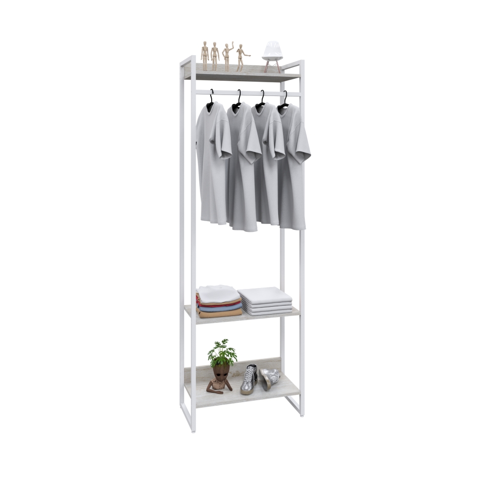 Guarda-Roupa Closet Studio Snow e Branco 187x60 cm