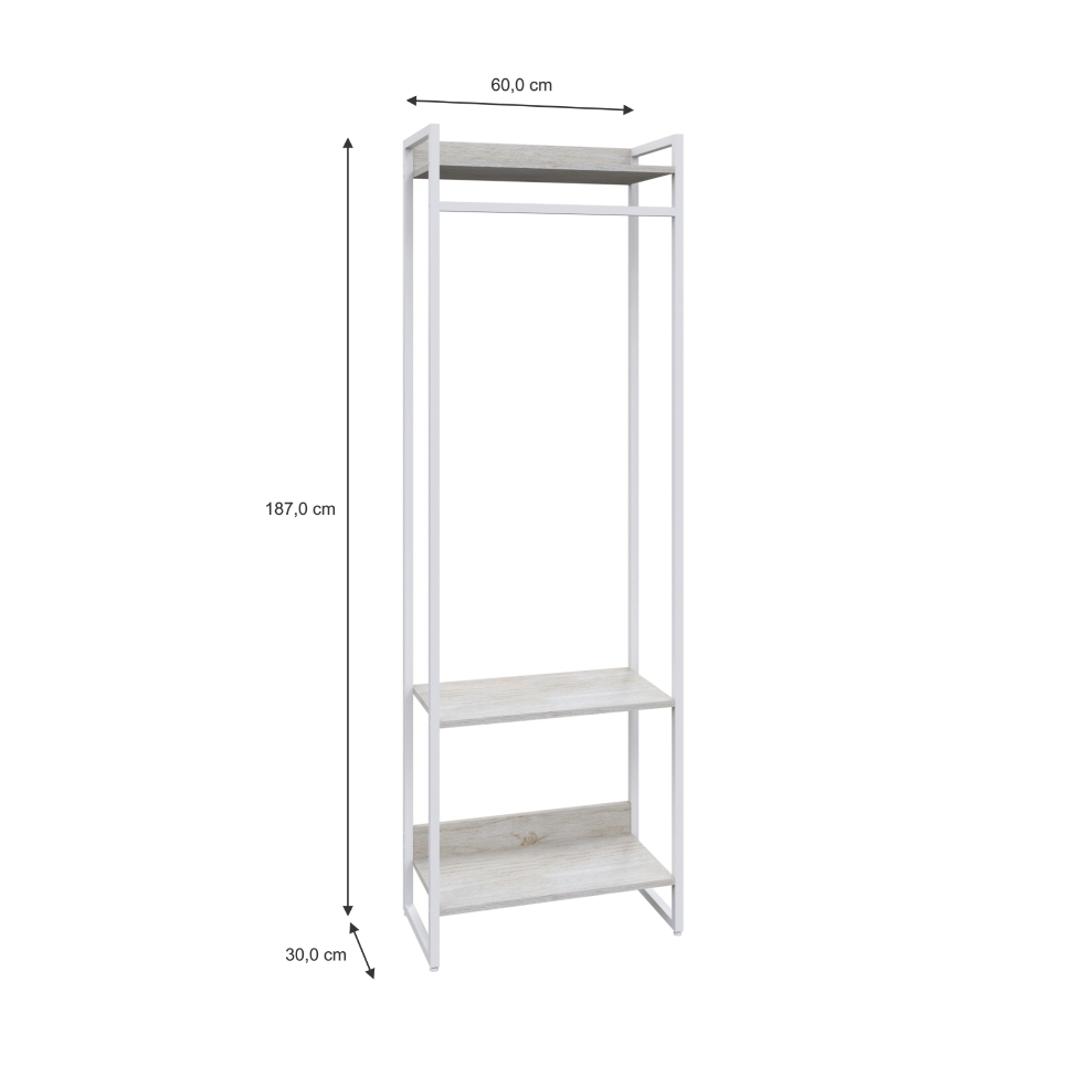 Guarda-Roupa Closet Studio Snow e Branco 187x60 cm