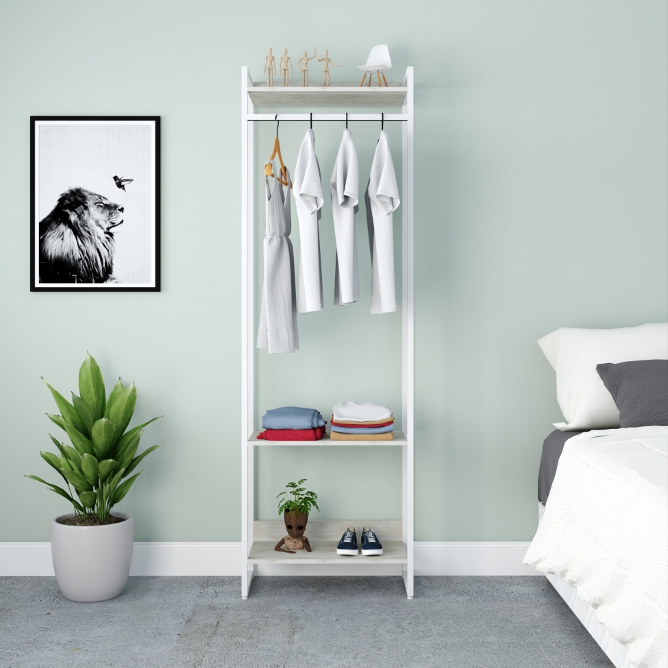Guarda-Roupa Closet Studio Snow e Branco 187x60 cm