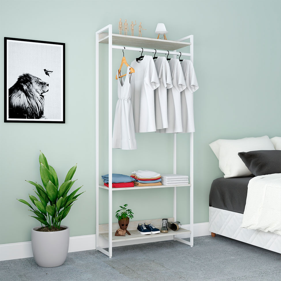 Guarda-Roupa Closet Studio Snow e Branco 187x80 cm