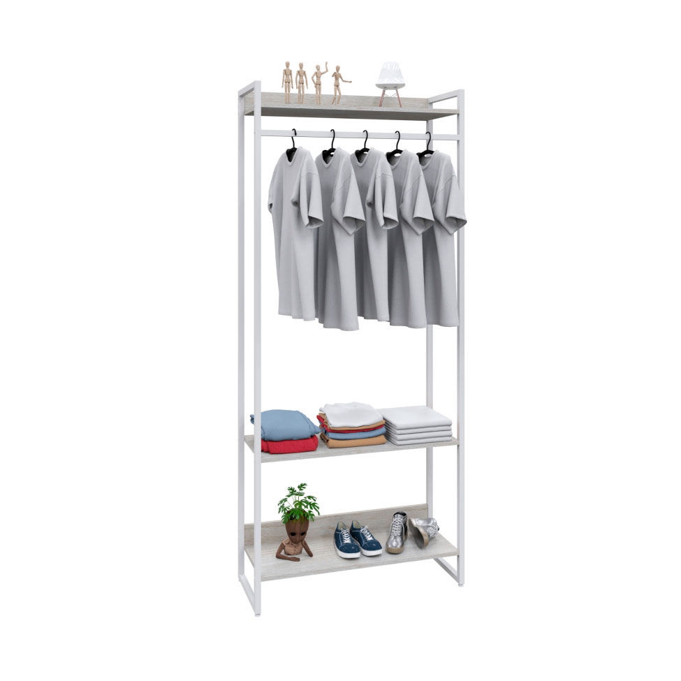 Guarda-Roupa Closet Studio Snow e Branco 187x80 cm