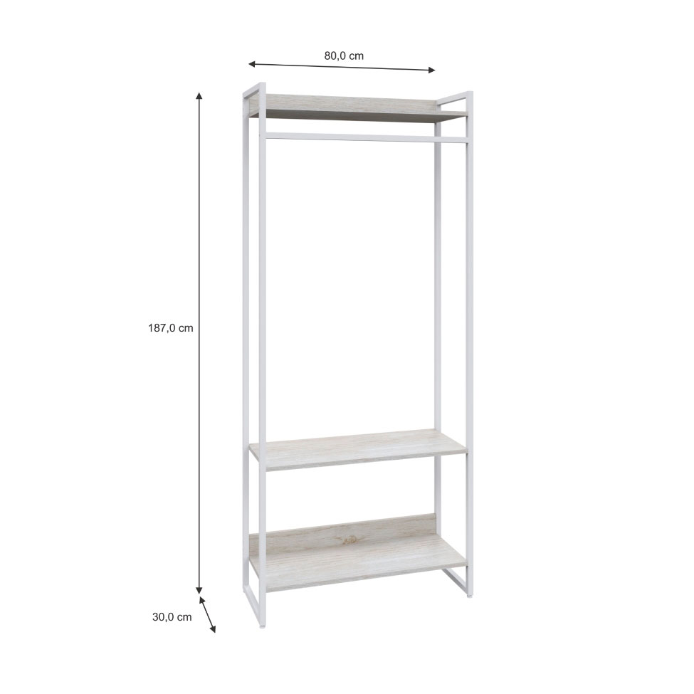 Guarda-Roupa Closet Studio Snow e Branco 187x80 cm