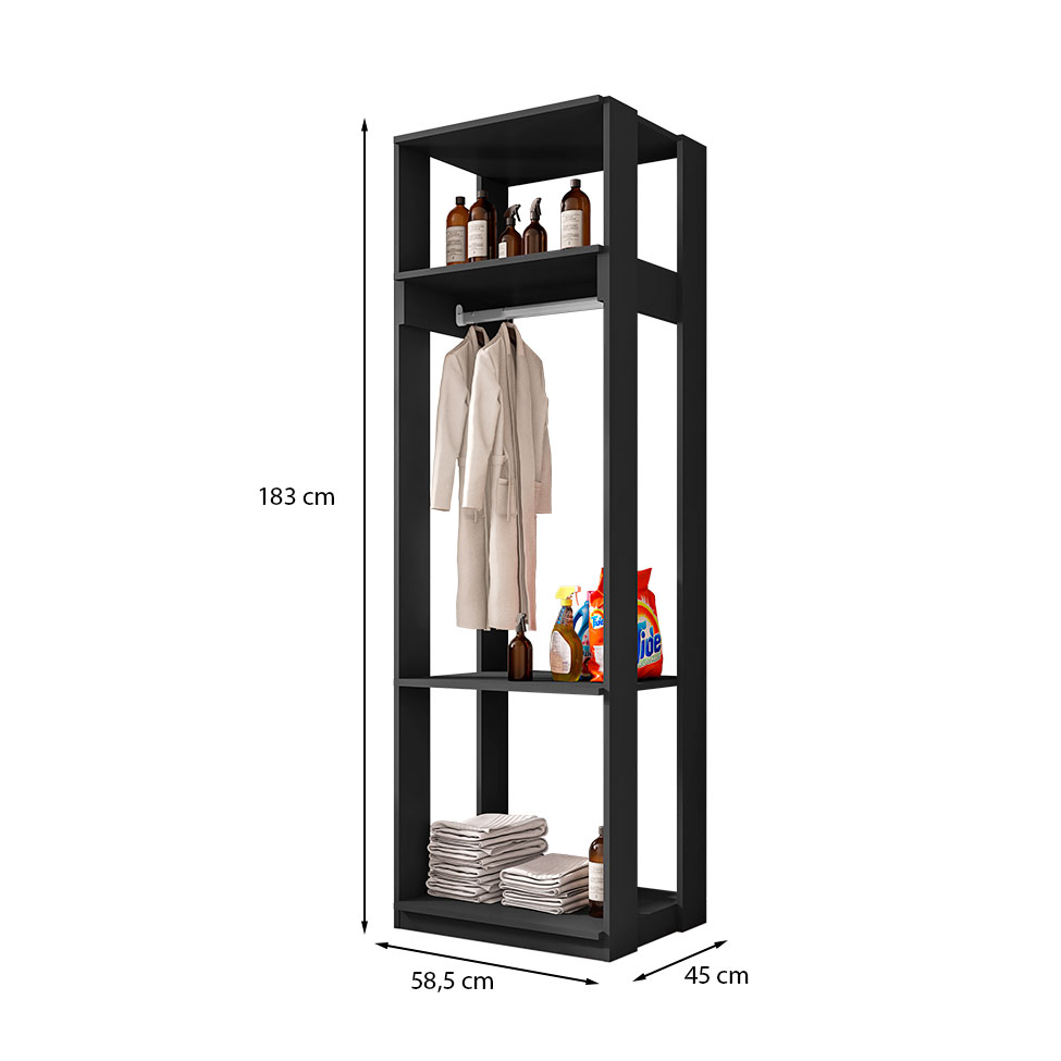 Guarda-Roupa Closet Titan Preto 59 cm