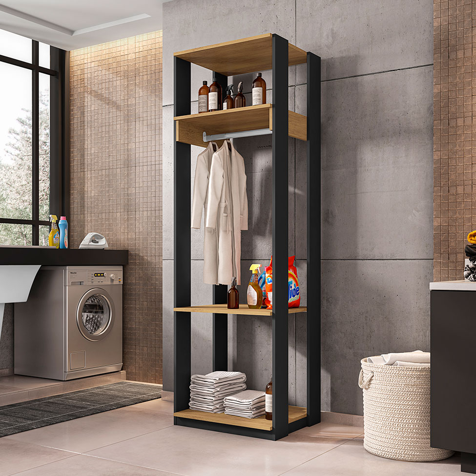 Guarda-Roupa Closet Titan Preto e Freijó 59 cm