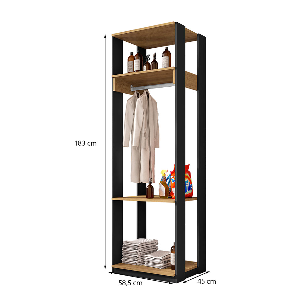 Guarda-Roupa Closet Titan Preto e Freijó 59 cm
