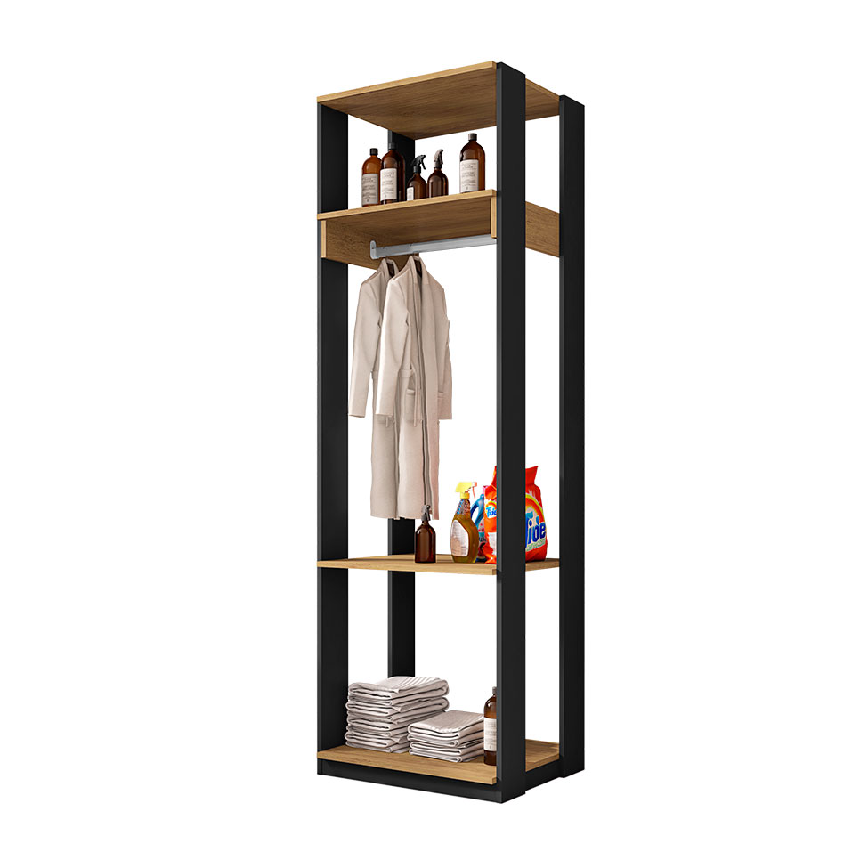 Guarda-Roupa Closet Titan Preto e Freijó 59 cm
