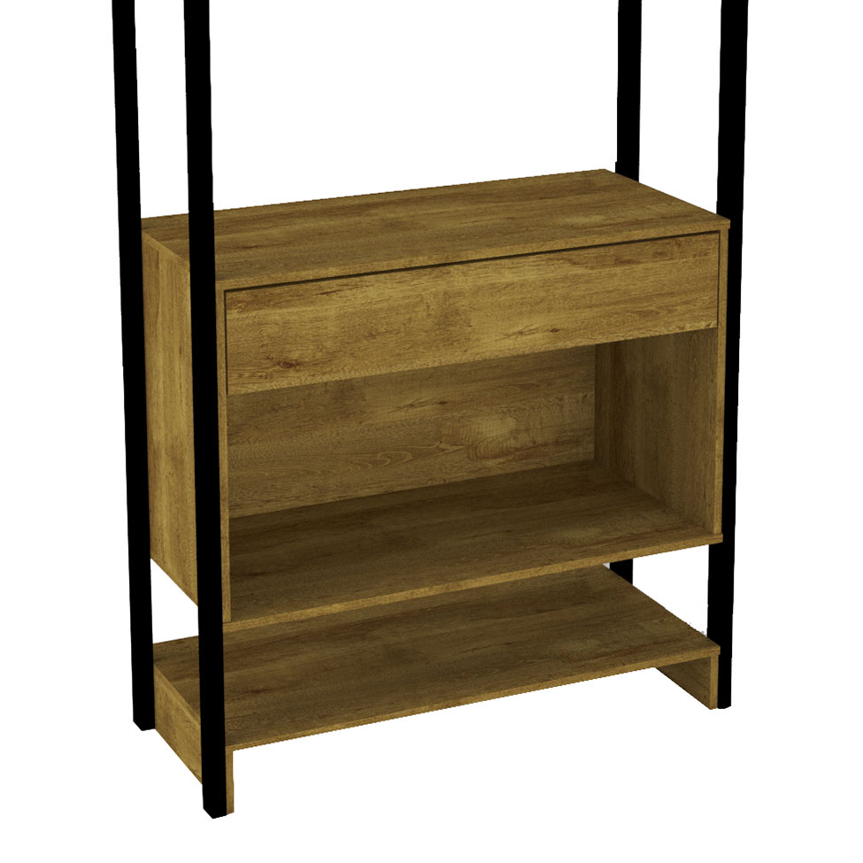 Guarda-Roupa Closet Twister 1 Gaveta Ipê Rustic e Preto