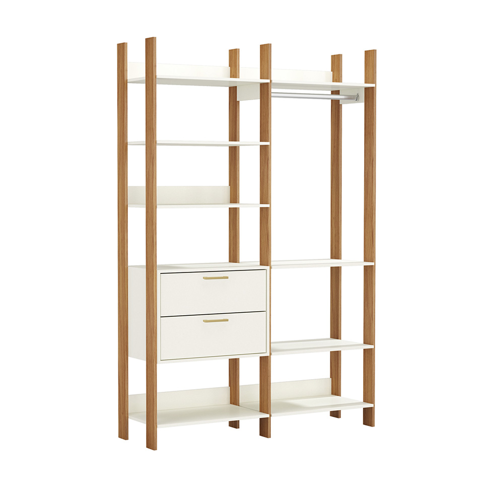 Guarda-Roupa Closet Verena 2 Gavetas com Cabideiro Off White e Freijó 146 cm