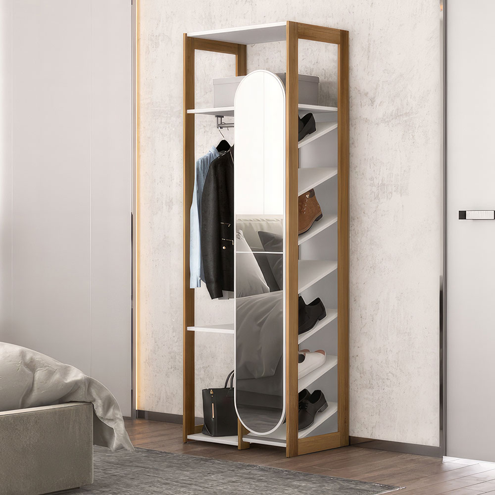 Guarda-Roupa Closet com Espelho Cali 1 Porta Branco e Aveiro 63 cm
