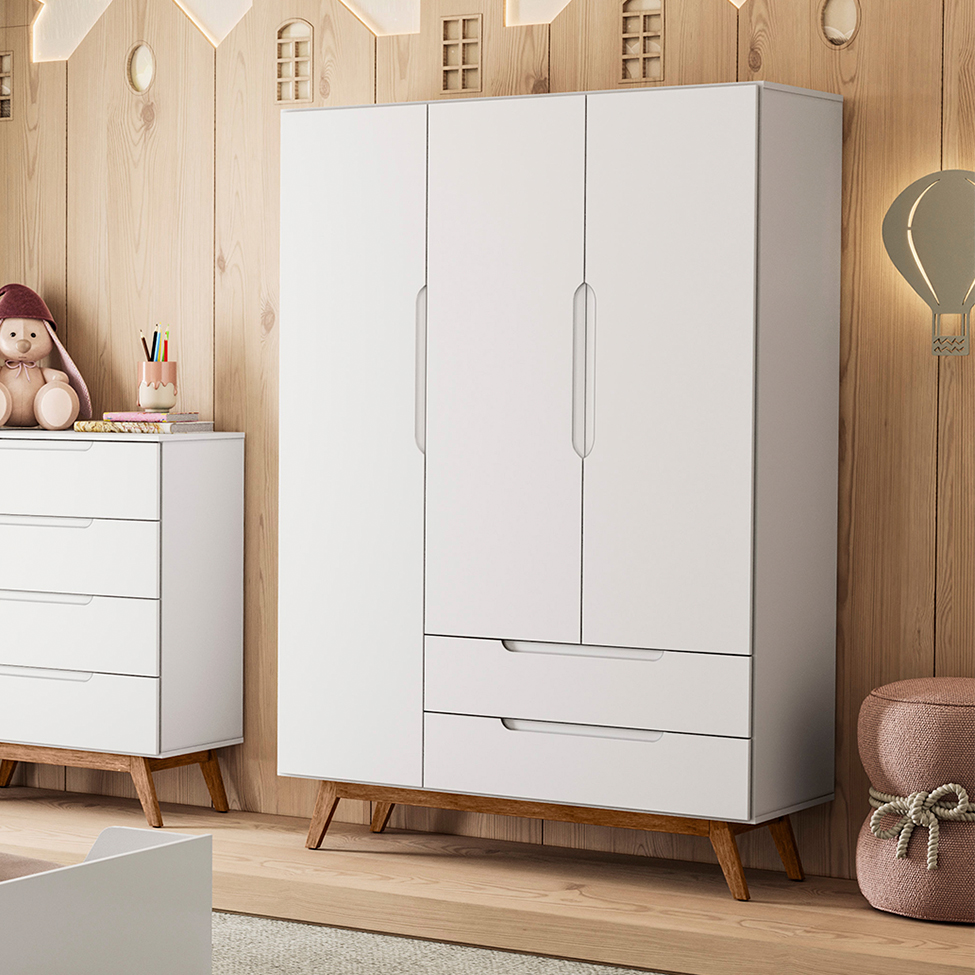 Guarda-Roupa Infantil Alpi 3 PT 2 GV Branco