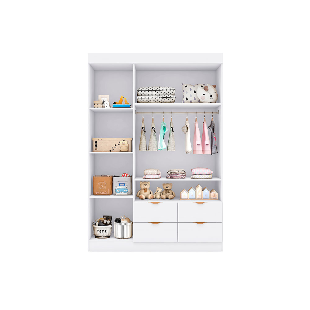Guarda-Roupa Infantil Ayla 3 Portas 4 Gavetas Branco
