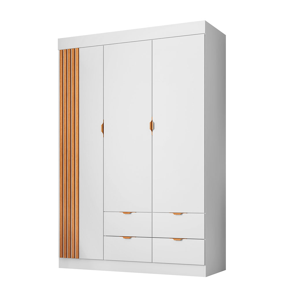 Guarda-Roupa Infantil Ayla 3 Portas 4 Gavetas Branco