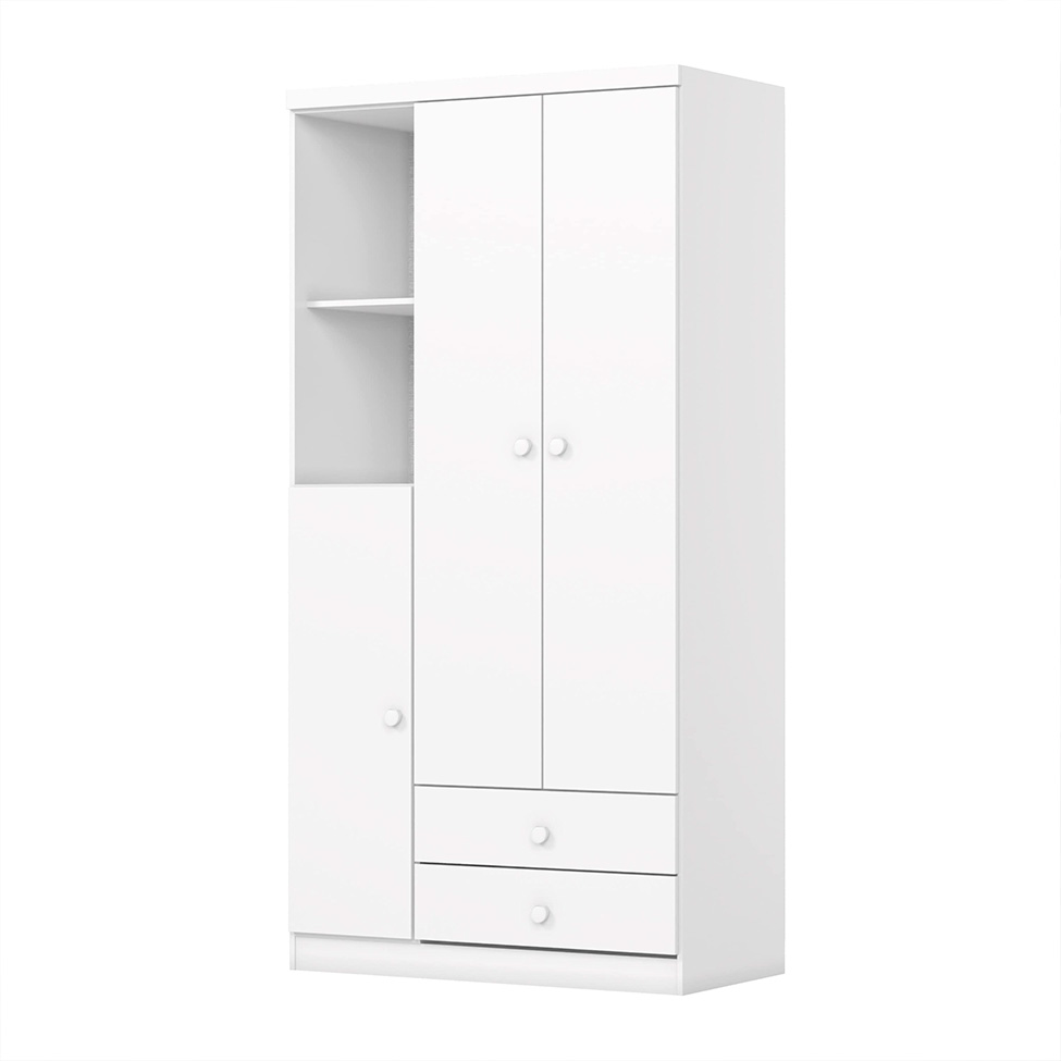Guarda-Roupa Infantil Bala de Menta 3 Portas 2 Gavetas Branco