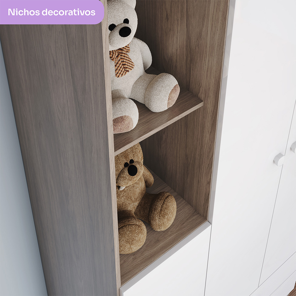 Guarda-Roupa Infantil Bala de Menta 3 Portas 2 Gavetas Marrom e Branco