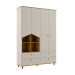 Guarda-Roupa Infantil Casinha 4 Portas 4 Gavetas Off White e Nature