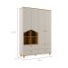 Guarda-Roupa Infantil Casinha 4 Portas 4 Gavetas Off White e Nature