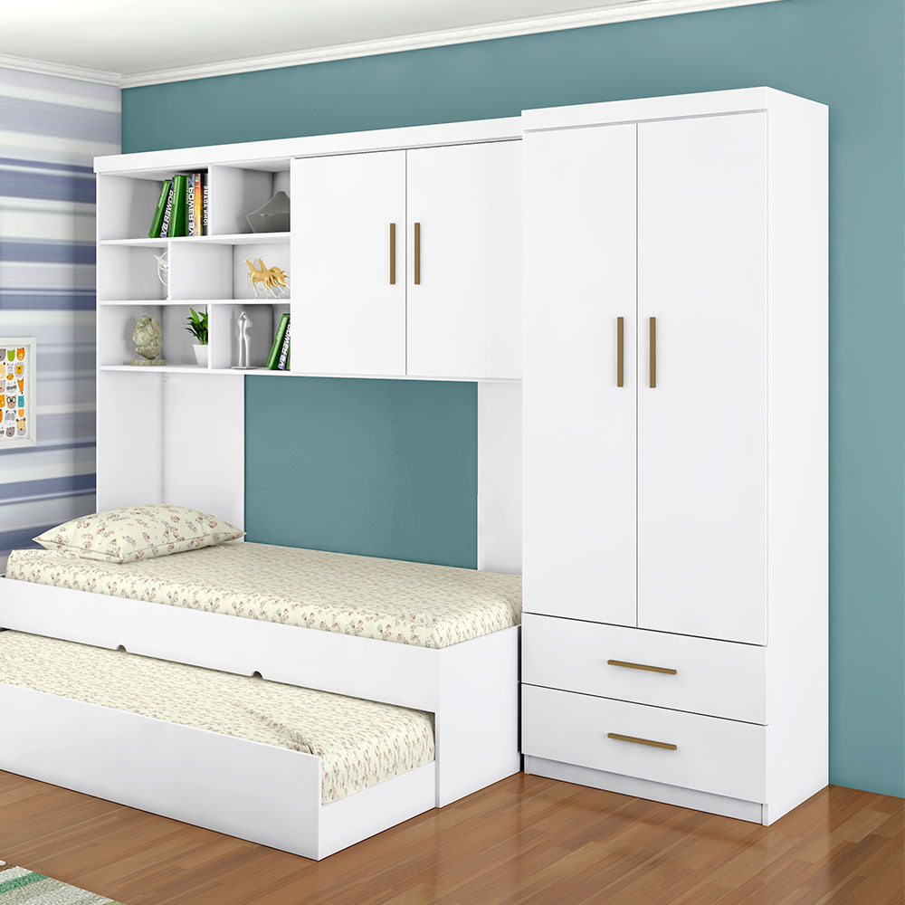 Guarda-Roupa Infantil Chiara 2 Portas 2 Gavetas Branco