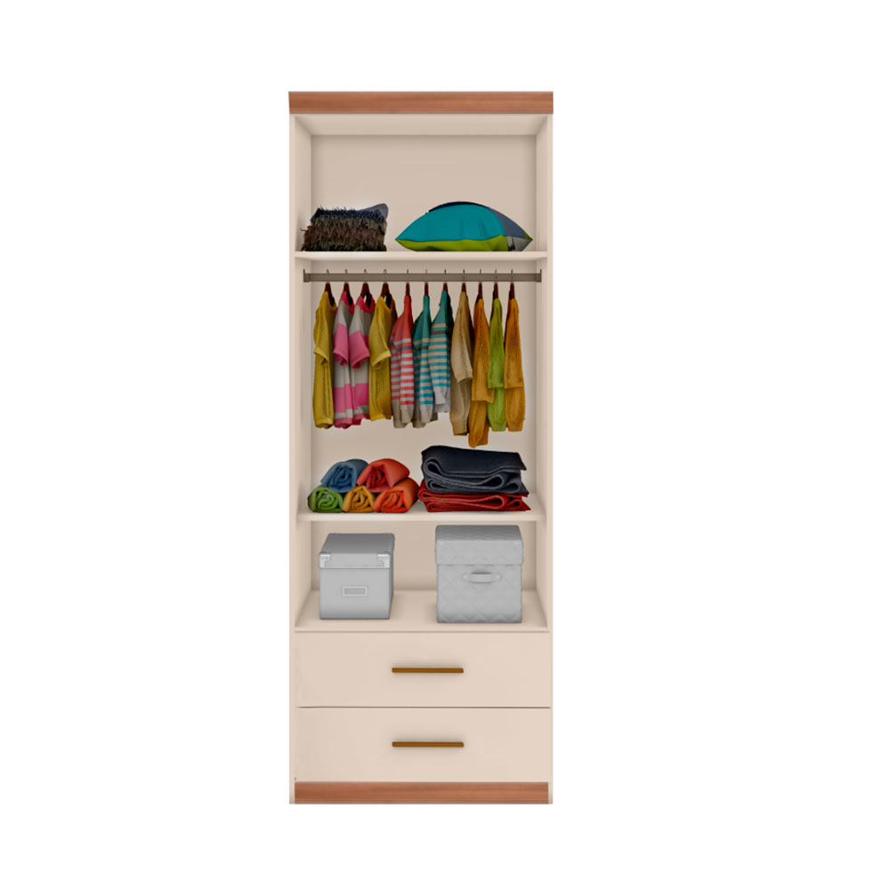 Guarda-Roupa Infantil Chiara 2 Portas 2 Gavetas Off White e Carvalho