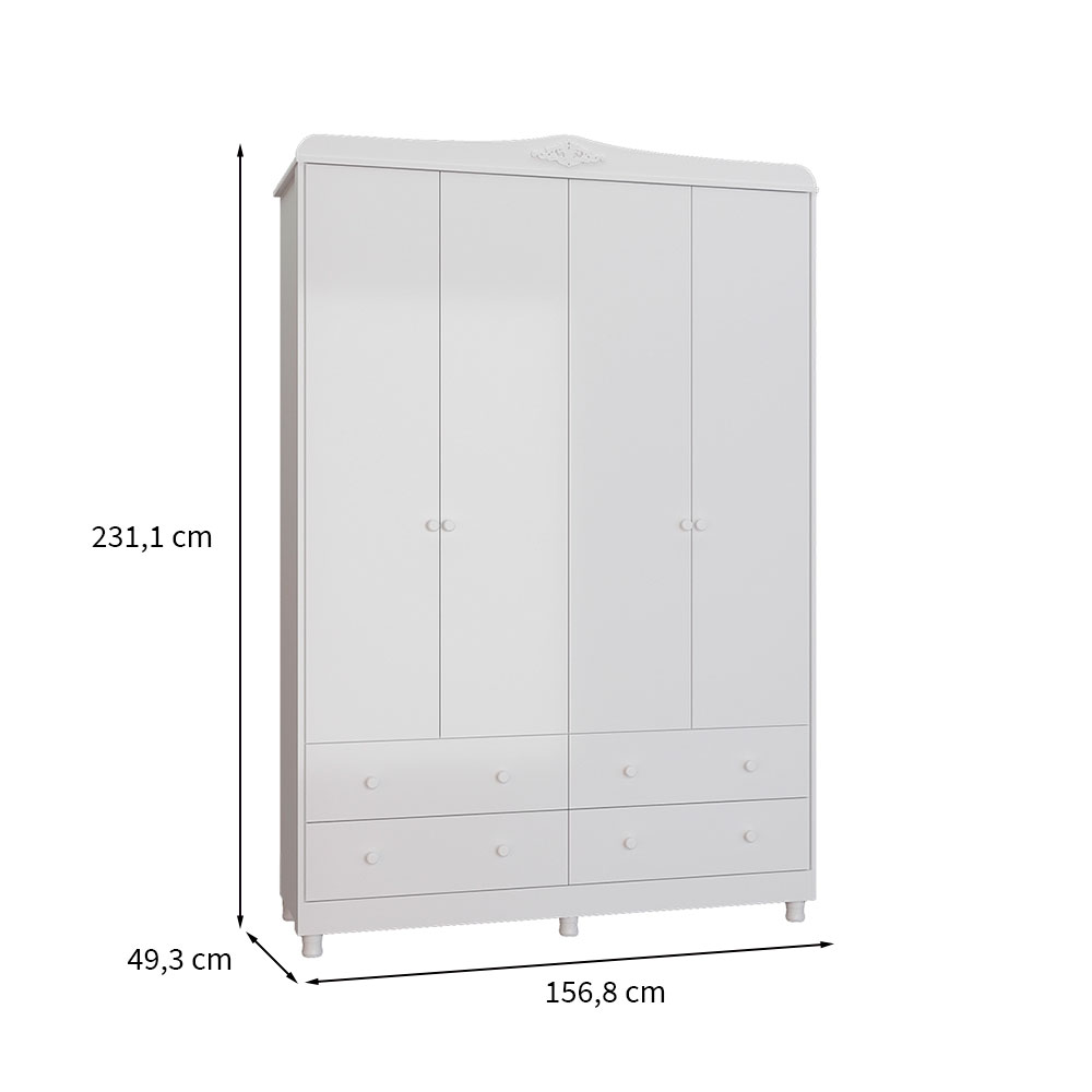 Guarda-Roupa Infantil Elô New Flex 4 PT 4 GV Branco