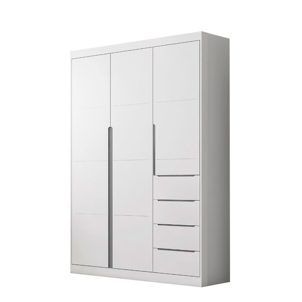 Guarda-Roupa Infantil Eloá 3 Portas 4 Gavetas Branco e Cinza