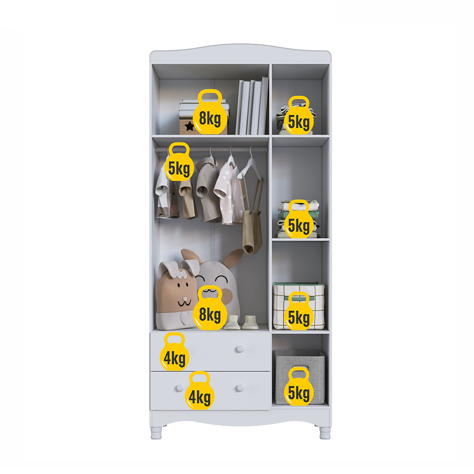 Guarda-Roupa Infantil Encanto 3 Portas 2 Gavetas Branco