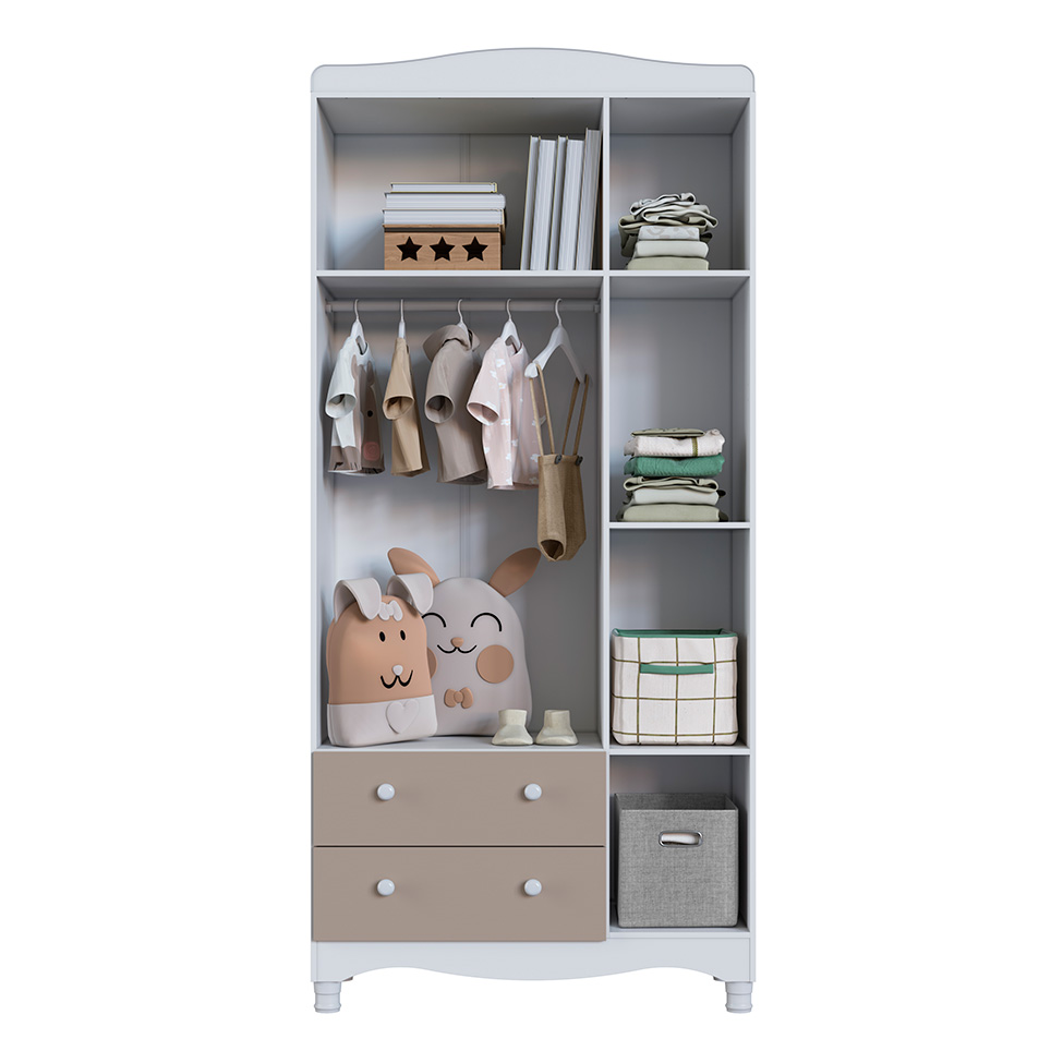 Guarda-Roupa Infantil Encanto 3 Portas 2 Gavetas Branco e Cinnamom