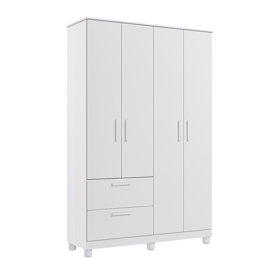 Guarda-Roupa Infantil Jujuba 4 Portas 2 Gavetas Branco