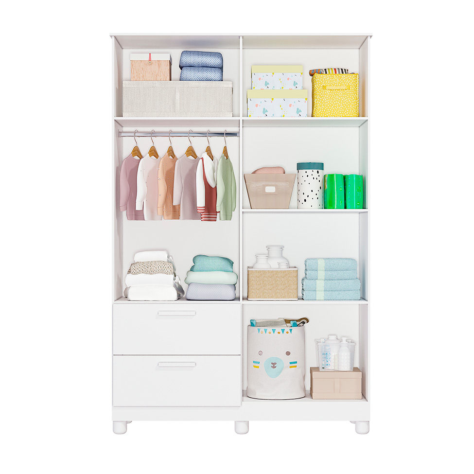 Guarda-Roupa Infantil Jujuba 4 Portas 2 Gavetas Branco