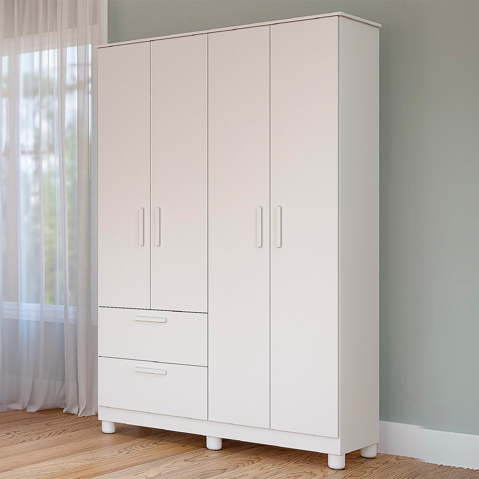 Guarda-Roupa Infantil Jujuba 4 Portas 2 Gavetas Branco