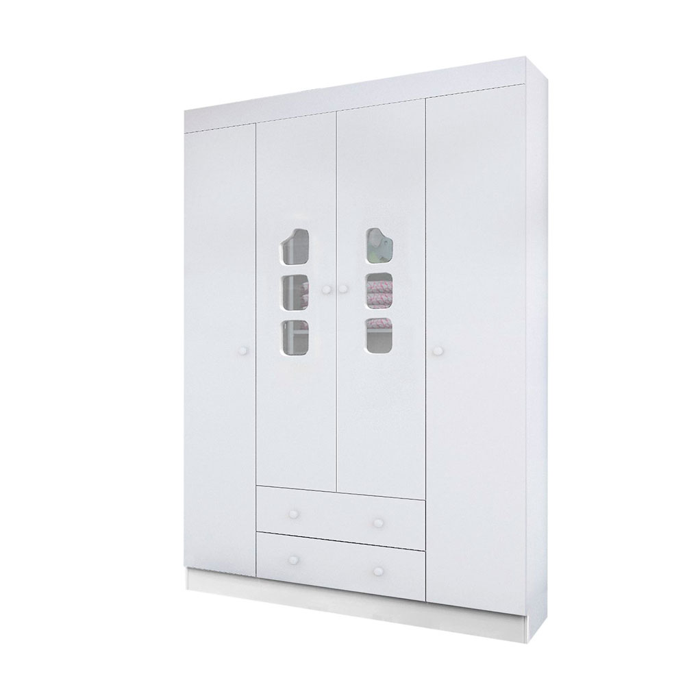 Guarda-Roupa Infantil Lívia 4 Portas 2 Gavetas Branco