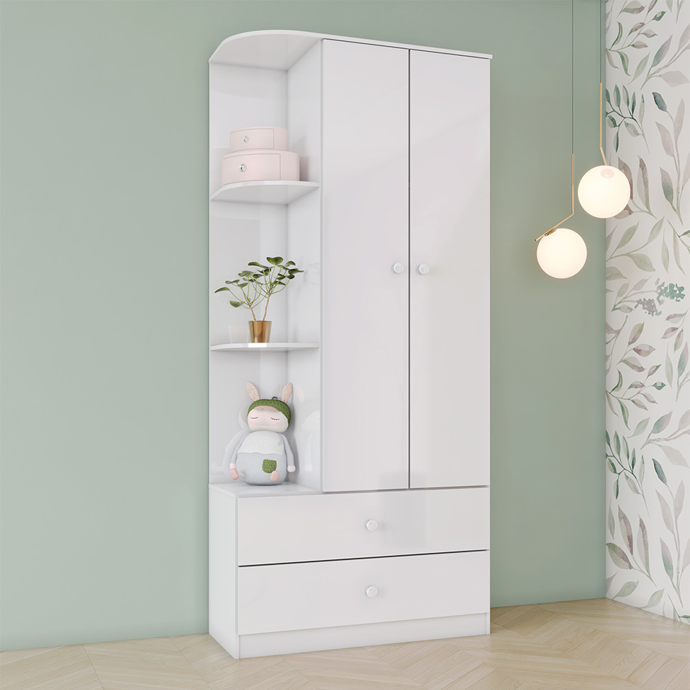 Guarda-Roupa Infantil Labirinto 2 Portas 2 Gavetas Branco