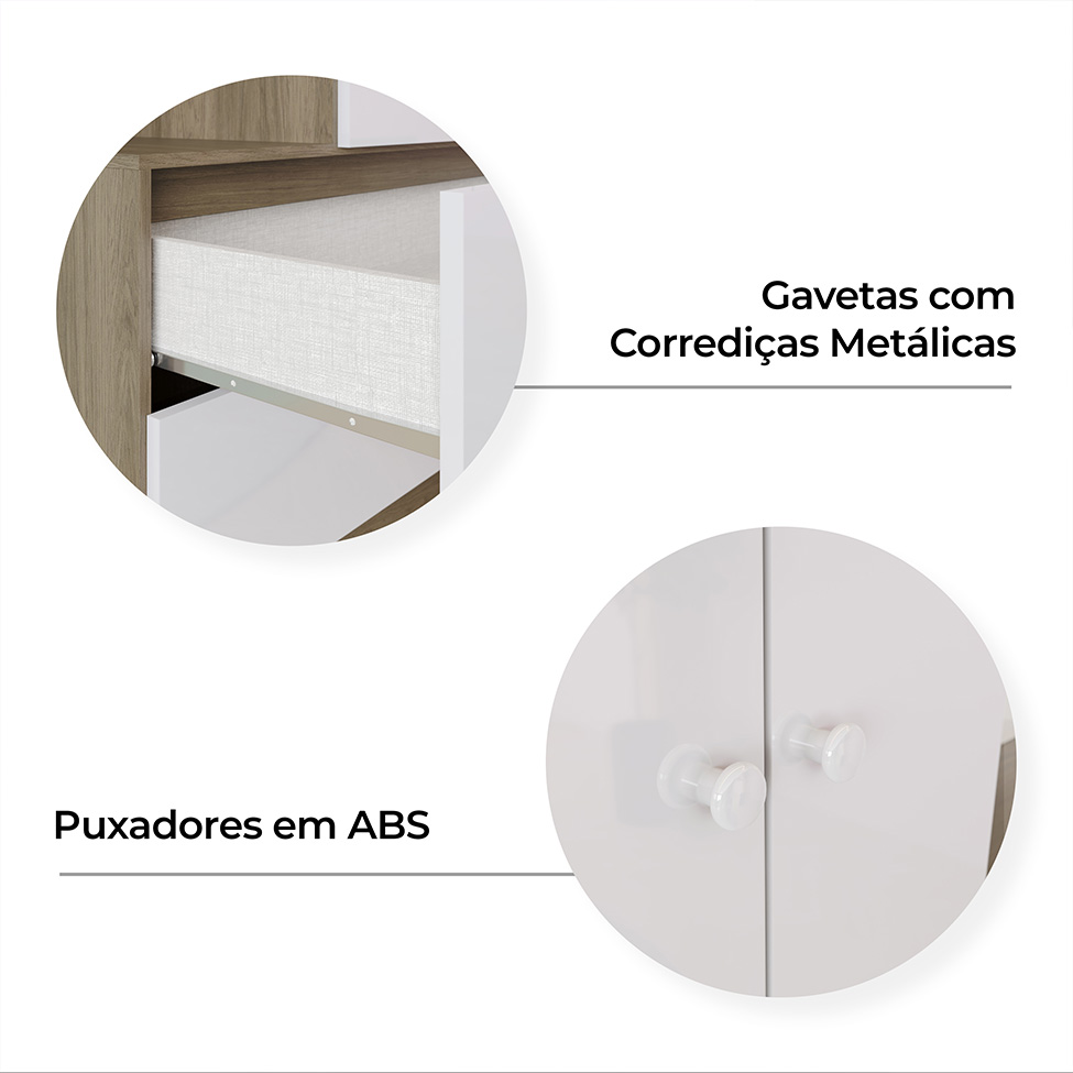 Guarda-Roupa Infantil Labirinto 2 Portas 2 Gavetas Marrom e Branco