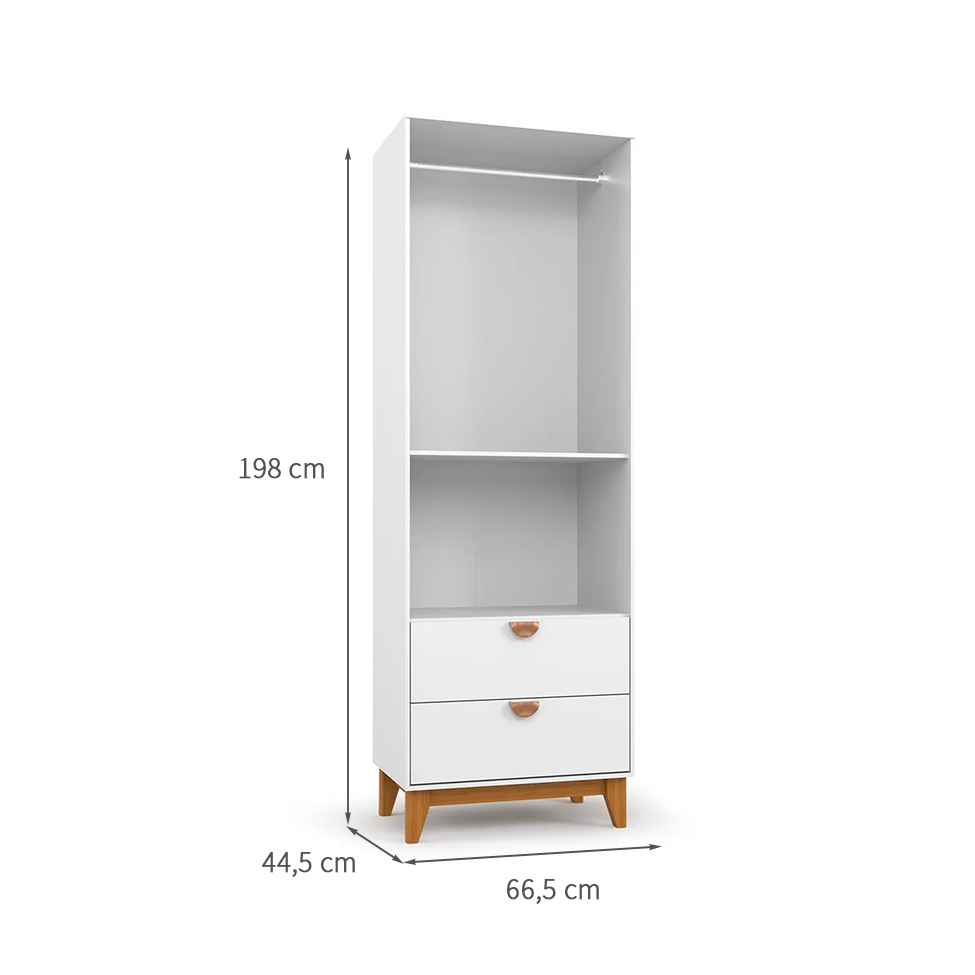 Guarda-Roupa Infantil Magia 2 Portas 2 Gavetas Branco e Amadeirado