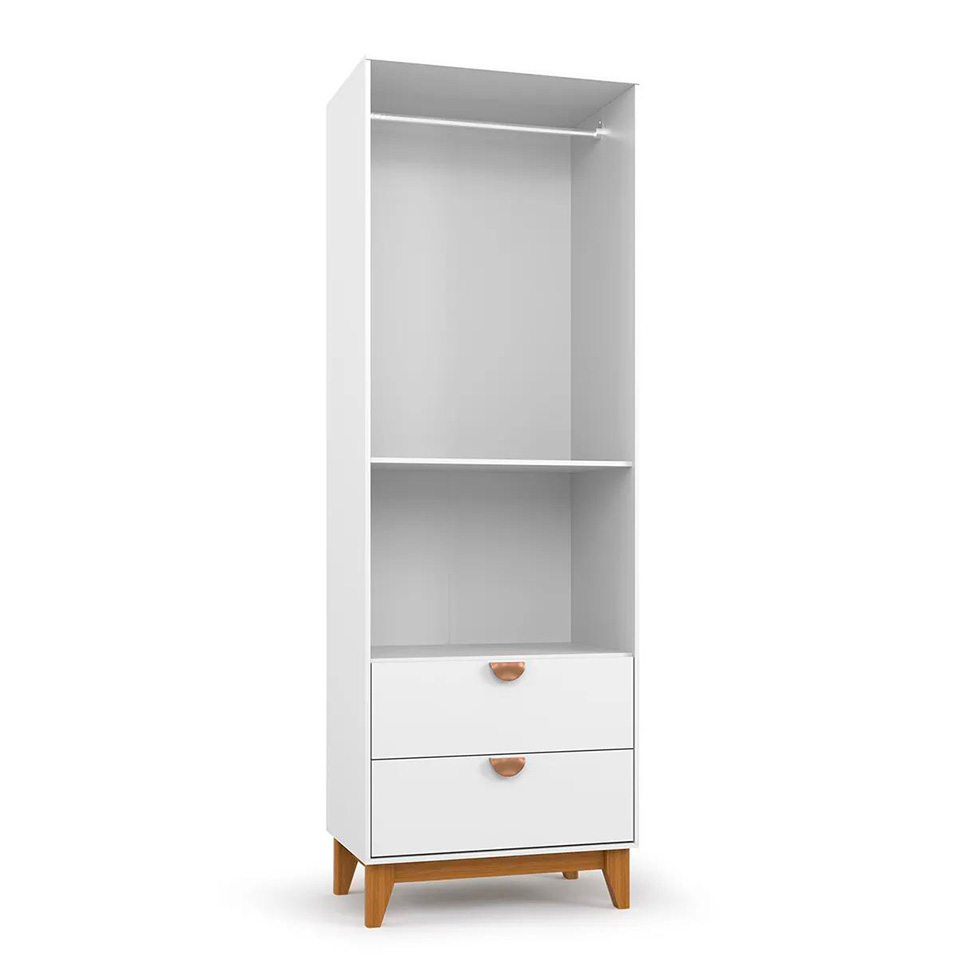 Guarda-Roupa Infantil Magia 2 Portas 2 Gavetas Branco e Amadeirado